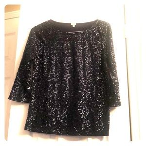 J. Crew Navy Sequin Top